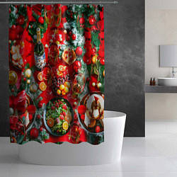Шторка для душа Новогодний праздничный стол, цвет: 3D-принт — фото 2