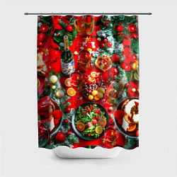Шторка для ванной Новогодний праздничный стол