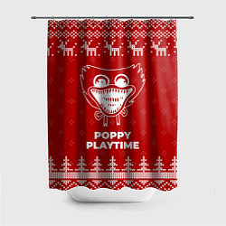 Шторка для ванной Новогодний Poppy Playtime с оленями