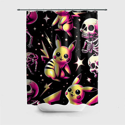 Шторка для ванной Pikachu and skeletons - pattern