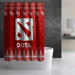 Шторка для душа Новогодний Dota с оленями, цвет: 3D-принт — фото 2