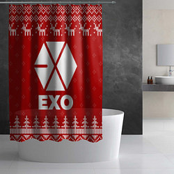 Шторка для душа Новогодний Exo с оленями, цвет: 3D-принт — фото 2