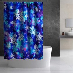 Шторка для душа Яркие узоры снежинок, цвет: 3D-принт — фото 2