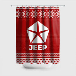 Шторка для душа Новогодний Jeep, цвет: 3D-принт