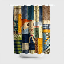 Шторка для ванной Пэчворк с собакой