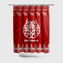 Шторка для душа Новогодний Disturbed с оленями, цвет: 3D-принт