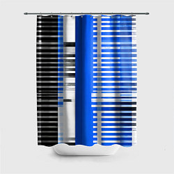 Шторка для душа White stripes on a black and blue background, цвет: 3D-принт