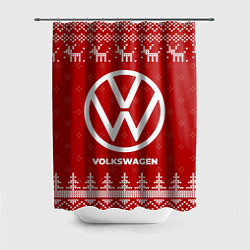 Шторка для ванной Новогодний Volkswagen с оленями