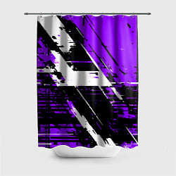 Шторка для ванной Diagonal black and white stripes on a purple backg