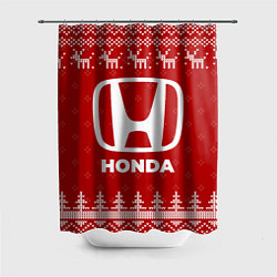 Шторка для душа Новогодний Honda с оленями, цвет: 3D-принт