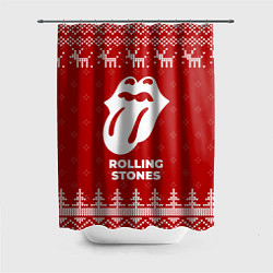Шторка для душа Новогодний Rolling Stones с оленями, цвет: 3D-принт