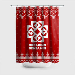 Шторка для душа Новогодний Breaking Benjamin с оленями, цвет: 3D-принт