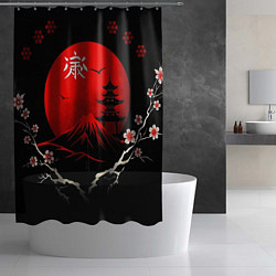 Шторка для душа Japan red black nature, цвет: 3D-принт — фото 2