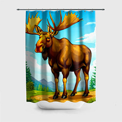Шторка для ванной Лось в лесу