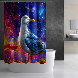 Шторка для душа Чайка и космос, цвет: 3D-принт — фото 2