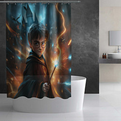 Шторка для душа Гарри Поттер с волшебной палочкой, цвет: 3D-принт — фото 2