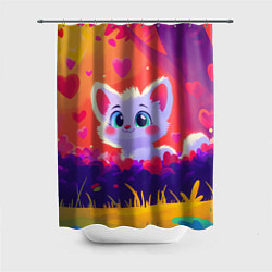 Шторка для ванной Влюбленный милый песец