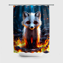 Шторка для ванной Песец в огне