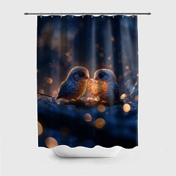 Шторка для душа Милые влюбленные совушки, цвет: 3D-принт