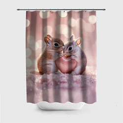 Шторка для ванной Влюбленные белочки с сердечком