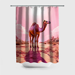 Шторка для ванной Верблюд в розовой пустыне