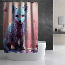 Шторка для душа Песец в розовом лесу, цвет: 3D-принт — фото 2