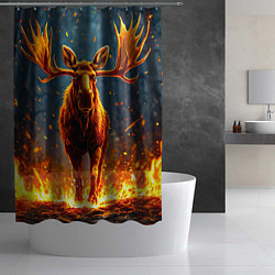 Шторка для душа Лось в огне, цвет: 3D-принт — фото 2
