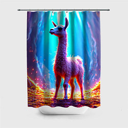 Шторка для ванной Лама в неоновых лучах