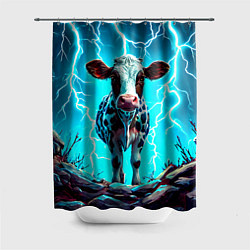 Шторка для ванной Корова в разрядах молнии