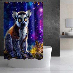 Шторка для душа Лемур и звездная ночь, цвет: 3D-принт — фото 2