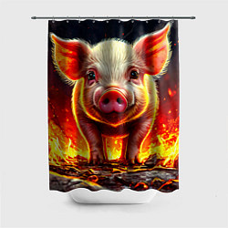Шторка для ванной Свинка в огне