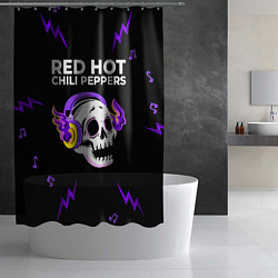 Шторка для душа Red Hot Chili Peppers неоновый череп, цвет: 3D-принт — фото 2