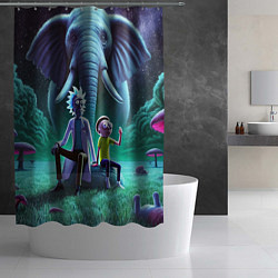 Шторка для душа Рик и Морти - портрет на фоне слона, цвет: 3D-принт — фото 2