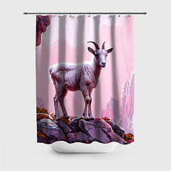 Шторка для ванной Козлик в розовом свете