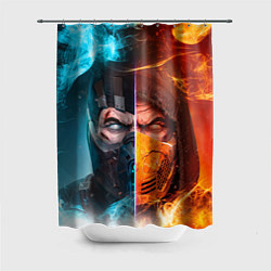 Шторка для душа Mortal Kombat - Саб-зиро и Скорпион, цвет: 3D-принт