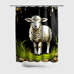 Шторка для ванной Овечка на черном