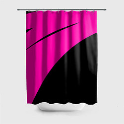 Шторка для ванной Розовый с чёрным двуцветный с полосой