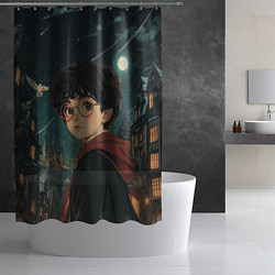Шторка для душа Гарри Поттер и ночной город, цвет: 3D-принт — фото 2