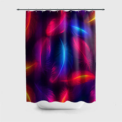 Шторка для ванной Вспыхивающие перья - неоновое свечение