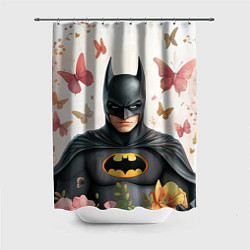 Шторка для ванной Бэтмен бабочки и цветы