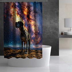 Шторка для душа Немецкий дог и космическое небо, цвет: 3D-принт — фото 2