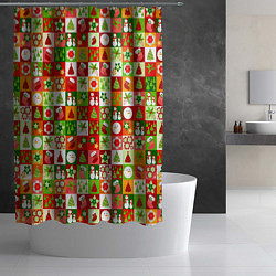 Шторка для душа Новогодние снеговики и снежные бабы, цвет: 3D-принт — фото 2