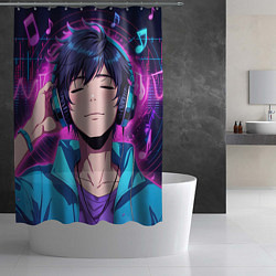 Шторка для душа Любитель музыки, цвет: 3D-принт — фото 2