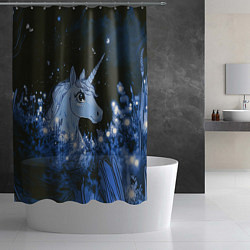 Шторка для душа Единорог и светлячки, цвет: 3D-принт — фото 2