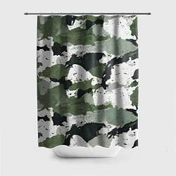 Шторка для ванной Зеленый фактурный камуфляж