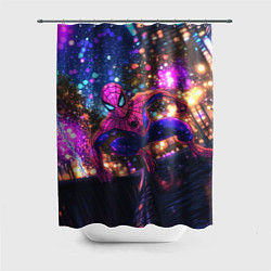 Шторка для ванной Человек-паук и фиолетовый свет