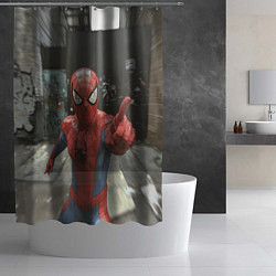 Шторка для душа Человек паук предупреждает, цвет: 3D-принт — фото 2