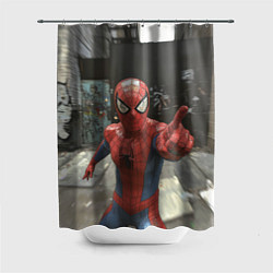 Шторка для ванной Человек паук предупреждает