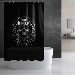 Шторка для душа Metallica - a skull with roses and thorns, цвет: 3D-принт — фото 2