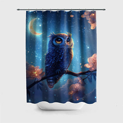 Шторка для душа Ночная сова на ветке, цвет: 3D-принт